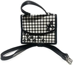 Cato Black White Plaid Faux Leather Satchel Purse Crossbody Bag Strap